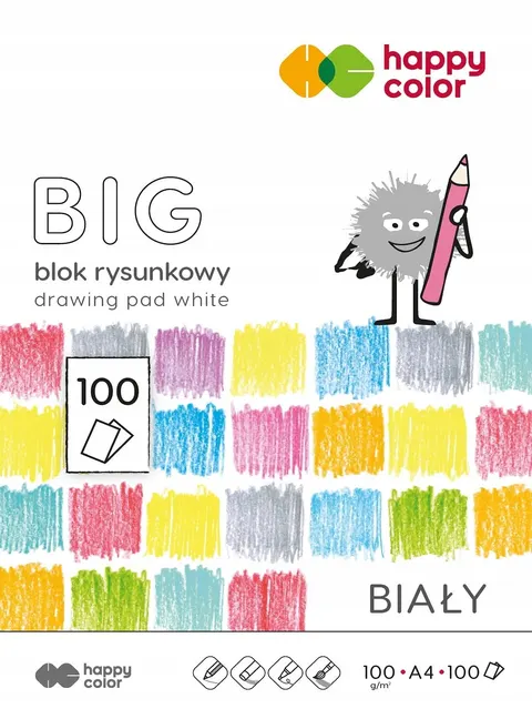 Blok rysunkowy biały A4 BIG 100k 100g Happy Color