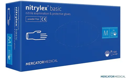 Rękawice Nitrylowe 100 Sztuk M Niebieskie Mercatormedical 3po0524