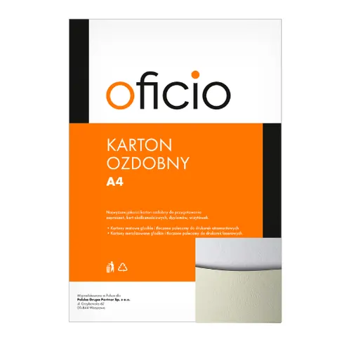 Karton ozdobny A4 Skóra kremowy 20 szt./op. 230 g/m2 OFICIO