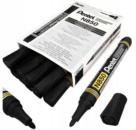 Marker Permanentny Pentel N850 Okrągły Czarny 12 Sztuk