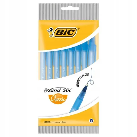 Długopis Round Stic Classic BIC niebieski pouch 8 szt
