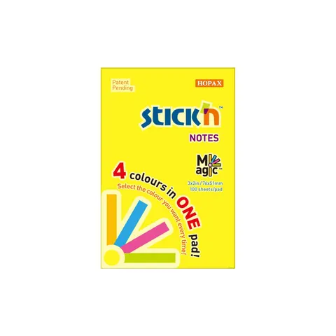 Hopax Notes samoprzylepny Magic Pad 51x76mm, neon mix 100 kart. (12)