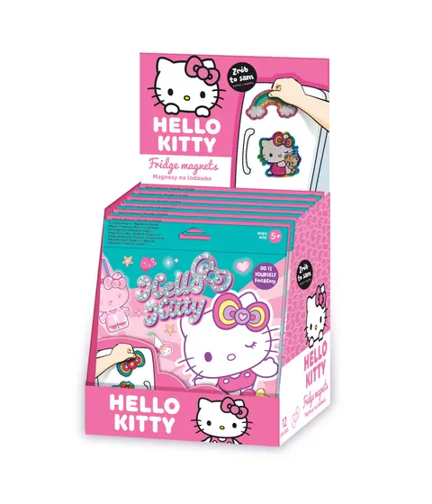 HELLO KITTY - MAGNES NA LODÓWKĘ - MIX 2 WZORÓW - DISPLAY 12 SZT - PINK 1 /12/