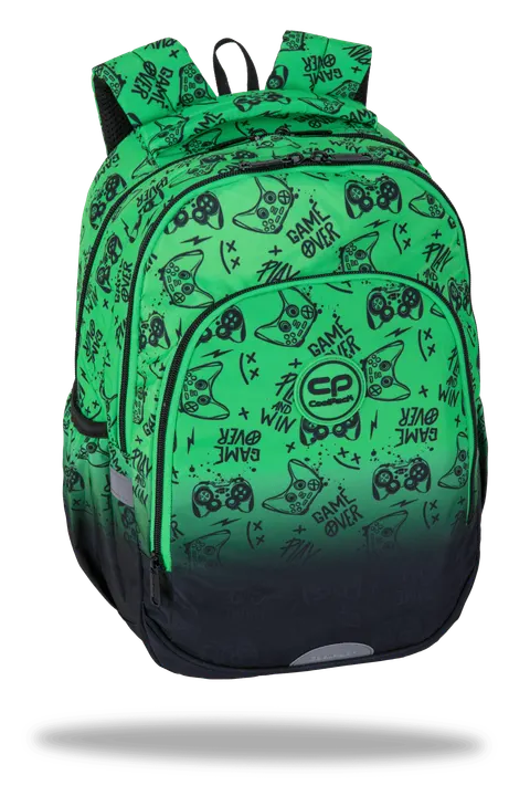 COOLPACK - PRIME PRO - PLECAK SZKOLNY do klas 1-3 GAME OVER GRADIENT GREEN