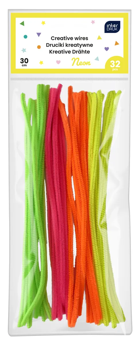 Interdruk Druciki kreatywne 30cm 32szt.Neon