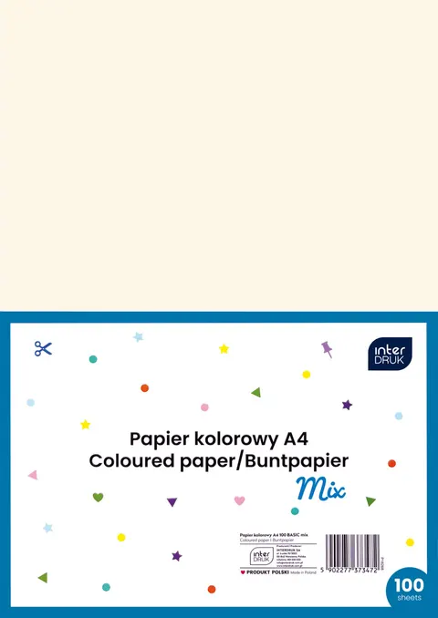 Interdruk Papier kolorowy A4 Basic 100 ark.MIX