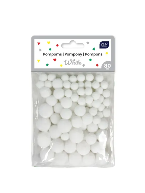 Interdruk Pompony do dekoracji 80szt.White