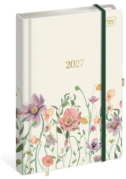Kalendarz książkowy 2027 A5 Metallic Flowers tygodniowy 192 str. Interdruk