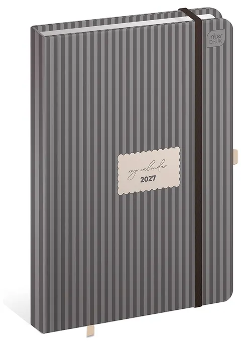 Kalendarz książkowy 2027 A5 384 strony dzienny Mat+UV Stripes Interdruk a1