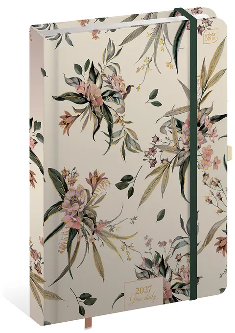 Kalendarz książkowy 2027 B5 192 strony tygodniowy Metallic Blossom Daily Interdruk a1