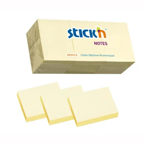 Hopax Notes samoprzylepny 38x51mm żółty pastelowy 100 kartek 21530