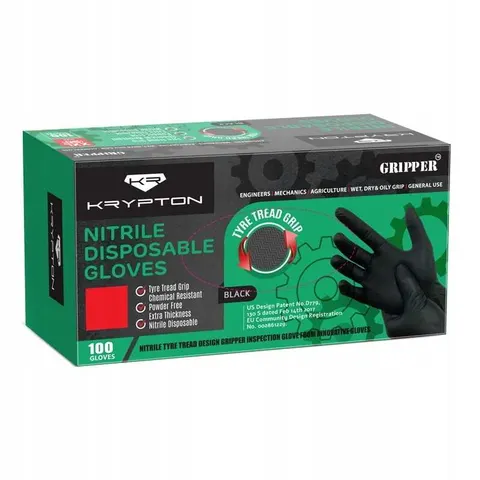 RĘKAWICE NITRYLOWE CZARNE GRIPPER L /KRYPTON/