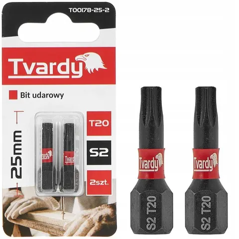 BIT UDAROWY T20 25mm 1/4" S2 DO WKRĘTARKI 2SZT. TVARDY