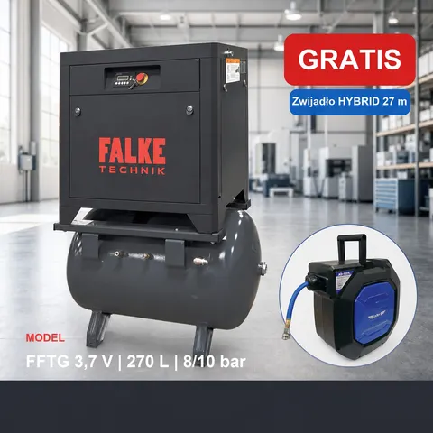 Kompresor Śrubowy Sprężarka Śrubowa FALKE FFTG 3,7 V | 270 L | 8/10 bar + GRATIS