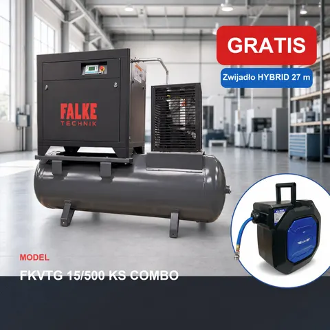 Kompresor Śrubowy Sprężarka Śrubowa FALKE FKVTG 15/500 KS COMBO + GRATIS