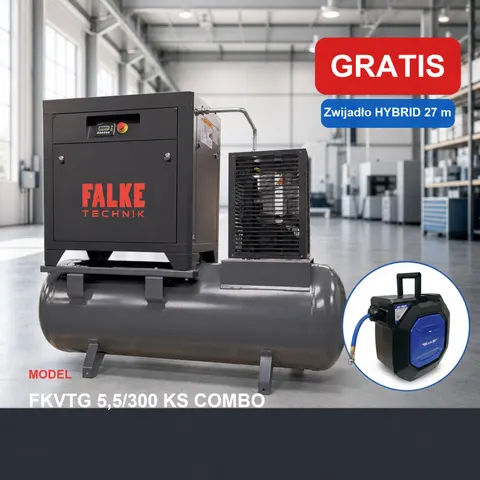 Kompresor Śrubowy Sprężarka Śrubowa FALKE FKVTG 5,5/300 KS COMBO + GRATIS