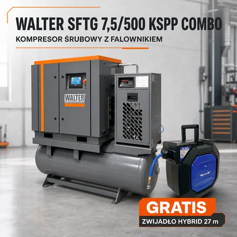 Kompresor Śrubowy Sprężarka Śrubowa WALTER SFTG 7,5/500 KSPP COMBO 7,5 kW 500 L + GRATIS