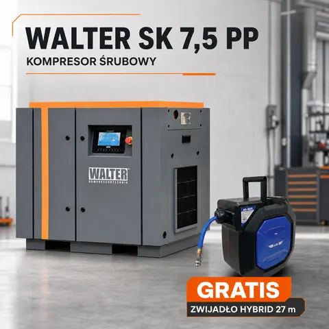 Kompresor Śrubowy Sprężarka Śrubowa WALTER SK 7,5 PP 7,5 kW + GRATIS