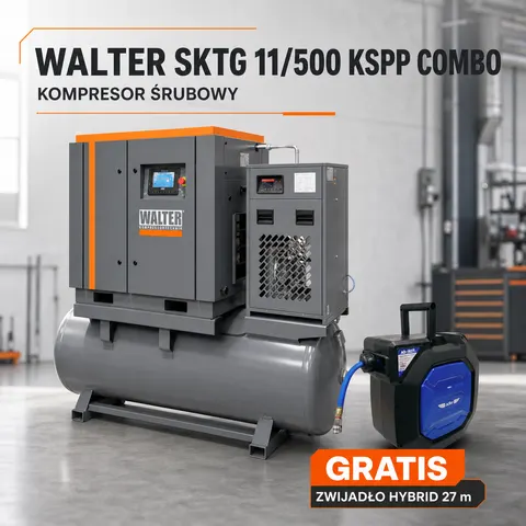 Kompresor Śrubowy Sprężarka Śrubowa WALTER SKTG 11/500 KSPP COMBO 11 kW 500 L + GRATIS