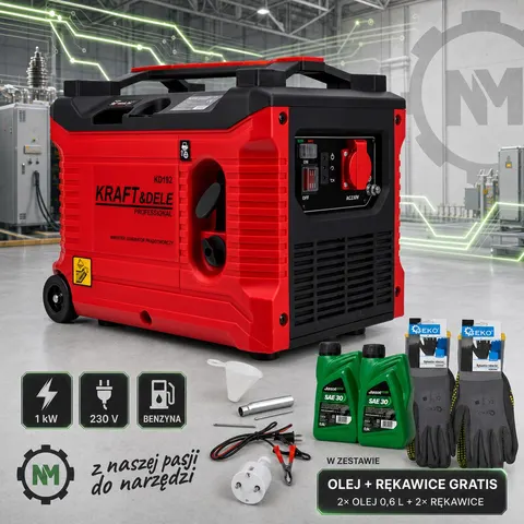 Agregat prądotwórczy inwertorowy 1000W / 230V KD192 KRAFT&DELE + GRATIS