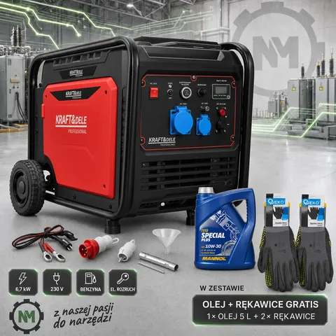 Agregat inwertorowy 6,7kW 12/230V + USB KD3164 KRAFT&DELE + GRATIS