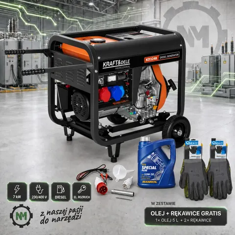 Agregat prądotwórczy DIESEL 6/7kW 230/400V KD3248 KRAFT&DELE + GRATIS