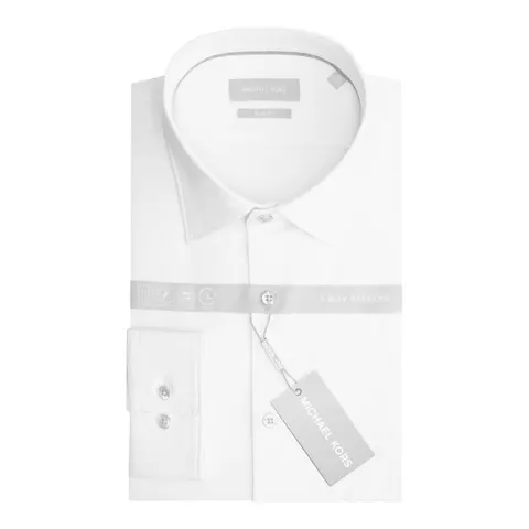 MICHAEL KORS MĘSKA KOSZULA PERFORMANCE STRETCH SLIM SHIRT BIAŁA MD0MD91399 100 - Rozmiar: 42