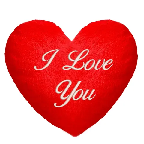Poduszka pluszowa z haftem w kształcie serca I love You