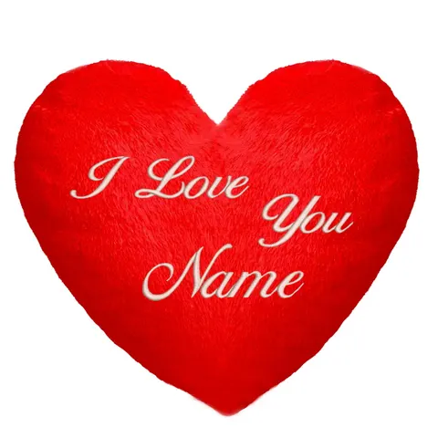 Poduszka pluszowa z haftem w kształcie serca I love You + Imię