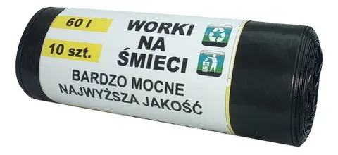 Worki na śmieci 60L czarne mocne 10 szt.