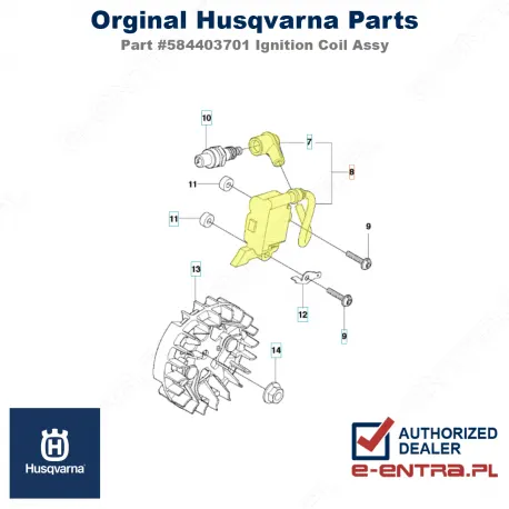 Moduł zapłonowy pilarki Husqvarna T435, 439 584403701