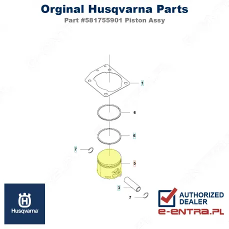 Tłok pilarki Husqvarna 543 XP, 581755901