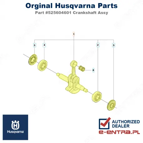 Wał korbowy pilarki Husqvarna, kompletny