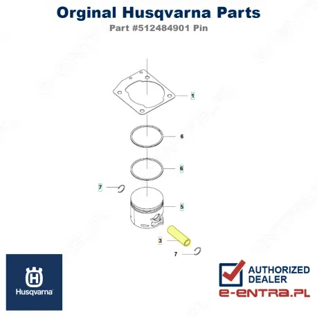 Sworzeń tłoka pilarki Husqvarna 543XP, 512484901