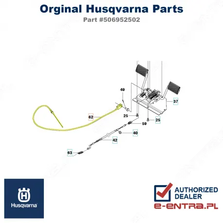 Linka sterowania ridera Husqvarna 112c, 112C5, 506952502