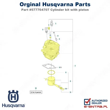 Cylinder pilarki Husqvarna 550 XP, 550XPG, 577764707