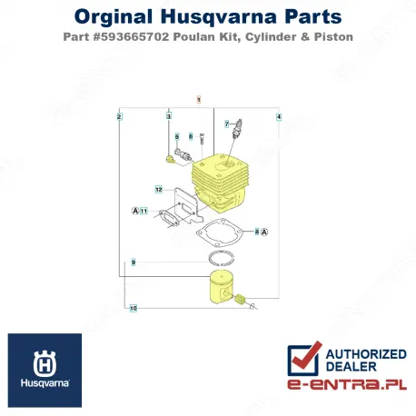 Cylinder pilarki Husqvarna 365, komplet