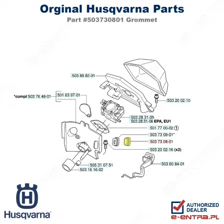 Uszczelka gaźnika pilarki Husqvarna 51, 55, 503730801