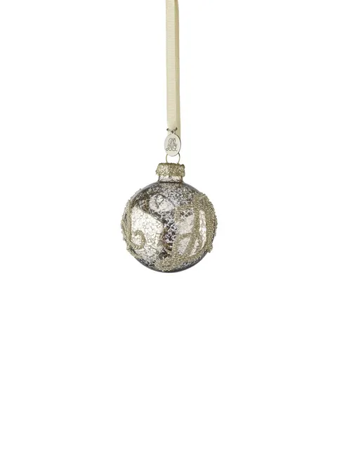 Bombka świąteczna Monogram 6cm Lene Bjerre Srebro
