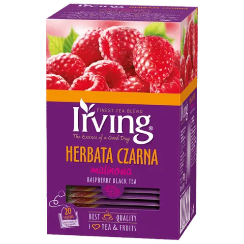 IRVING HERBATA CZARNA EKSPRESOWA O SMAKU MALINY 20 TOREBEK