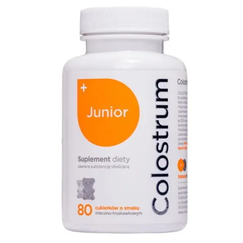 Colostrum Junior 40% Cukierki Misie o Smaku Mleczno-Truskawkowym 80szt