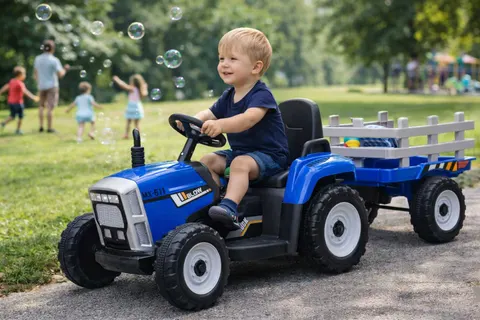 Traktor na akumulator z przyczepką i pilotem xmx611 niebieski strong