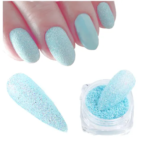 Pyłek do zdobienia paznokci holograficzny błękitny sugar effect