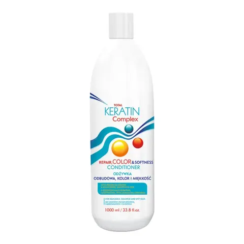 Total keratin complex repair color & softness odżywka do włosów zniszczonych, farbowanych i suchych, 1000ml