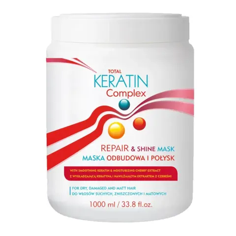 Total keratin complex complete repair & shine maska do włosów suchych, zniszczonych i matowych, 1000ml