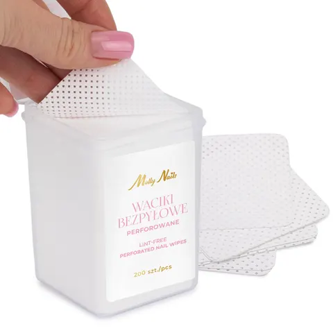 Molly nails waciki bezpyłowe perforowane do paznokci białe 5x5cm 200 szt