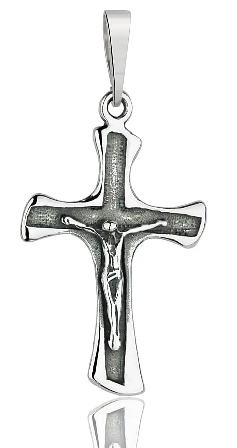 Srebrny Krzyżyk Oksydowany z Jezusem pr 925