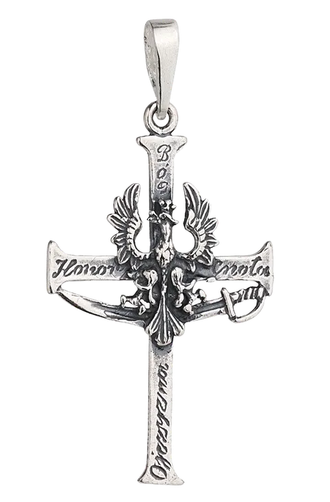 Srebrny Krzyżyk Patriotyczny Oksydowany pr 925