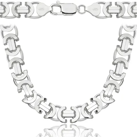 Srebrny Łańcuszek Męski Splot Królewski 8,50 mm Płaski pr 925
