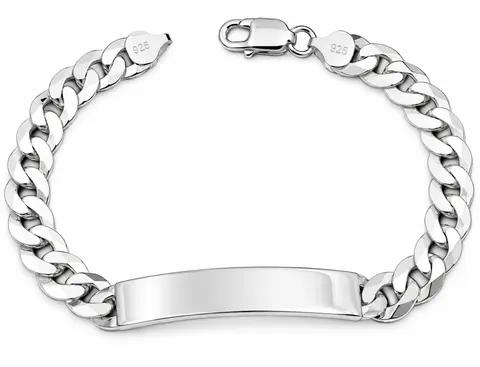 Srebrna Bransoletka Pancerka 9,30 mm z Blaszką pr 925 Grawer Gratis